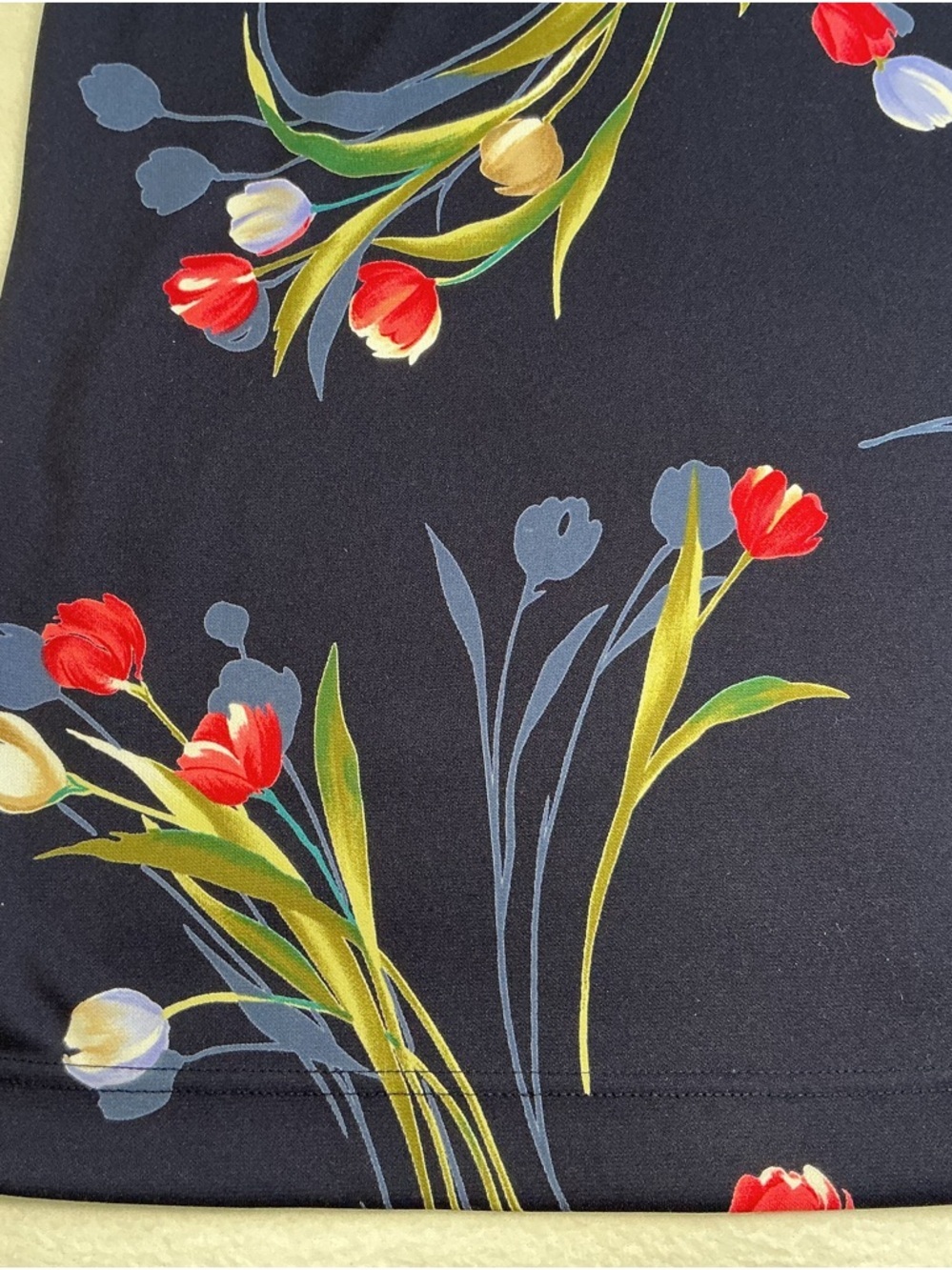 Susan Graver Navy Floral 3/4 Sleeve Tunic Top - Picture 10 of 10